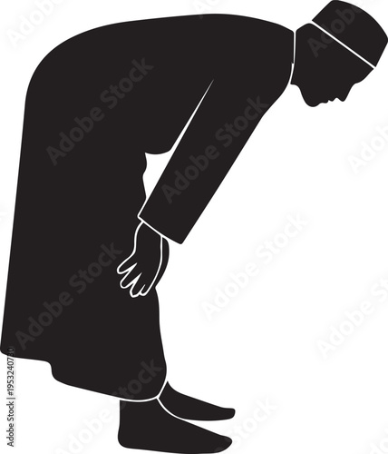 muslim man performing ruku prayer pose