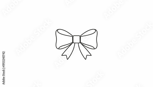 Simple bow tie illustration, elegant ribbon knot, decorative element, isolated on white background