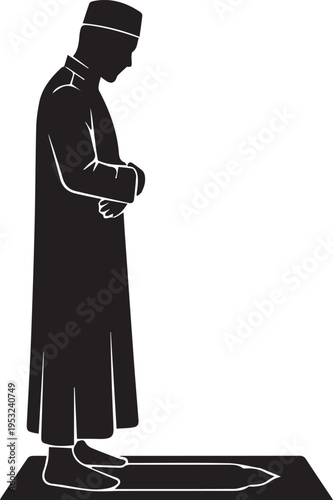 muslim man praying standing in prayer