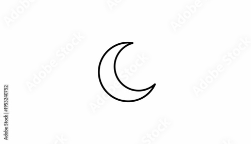 Simple Crescent Moon Icon, Minimalist Night Sky Symbol, Celestial Body Outline