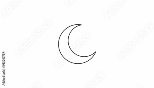 Simple Crescent Moon Icon, Minimalist Night Sky Symbol, Celestial Body Outline