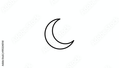 Simple Crescent Moon Icon, Minimalist Night Sky Symbol, Celestial Body Outline