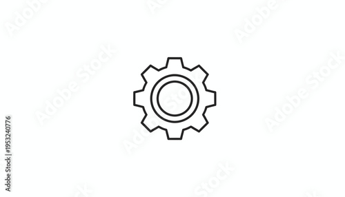 Simple Gear Icon Outline, Cogwheel Symbol, Mechanical Engineering, Settings, Tools, Technology Concept