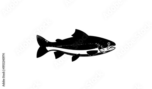 Minimal flat trout fish mascot logo vector in side view with clean geometric style for modern branding