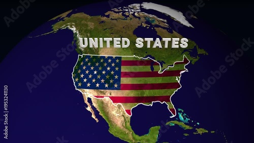 3D Earth Globe with Highlighted United States Map and American Flag Overlay