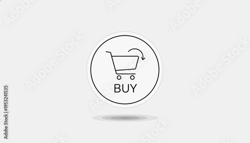 Shopping Cart Icon with Buy Button and Arrow, E-commerce Concept
