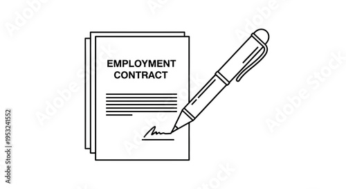Signing Employment Contract Document with Pen, Business Agreement and Job Offer