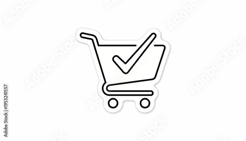 Shopping Cart with Check Mark Icon: Online Shopping, Order Confirmation, E-commerce Success