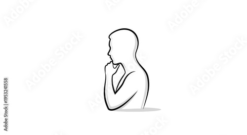 Silhouette of a person in deep thought, hand on chin, contemplating a decision.