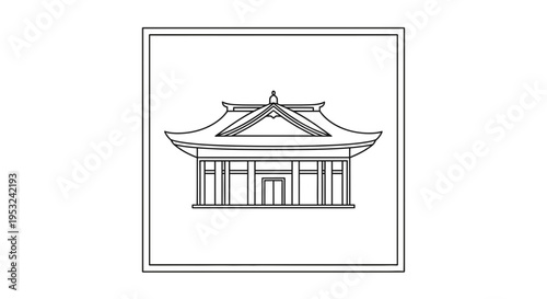 Traditional Japanese Temple Building Outline Icon