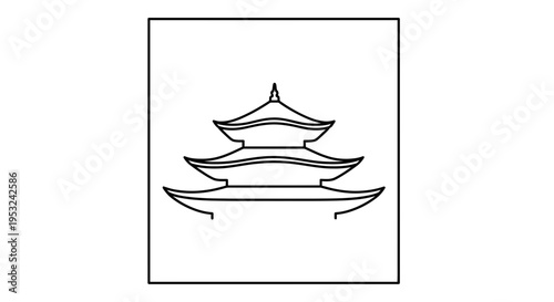 Traditional Asian Pagoda Outline Icon - Minimalist Architecture Symbol
