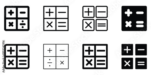 set of calculator outline icons
