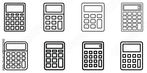 set of calculator outline icons
