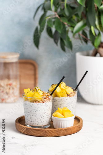 Wallpaper Mural Chia pudding with Mango and Granola in Glass Torontodigital.ca
