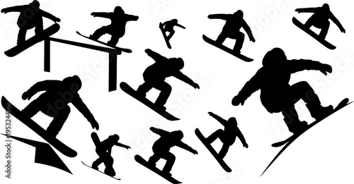 vector silhouettes of skiers