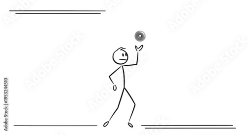 Stick Figure Catching Disc in Mid-Air, Concept of Action, Activity, and Play