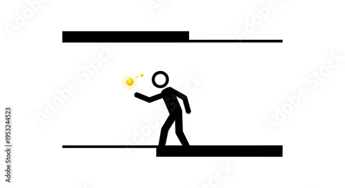 Stick figure holding glowing orb, concept of magic, energy, or idea generation