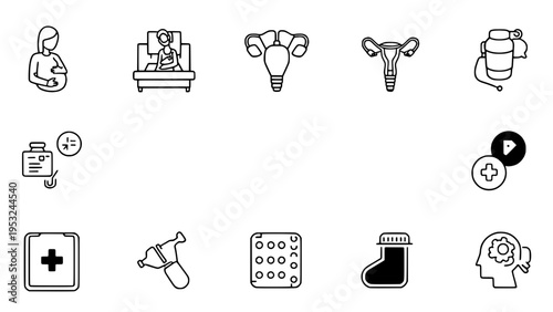 Reproductive health and medical icons