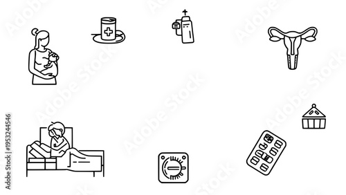 Reproductive health and medical icons
