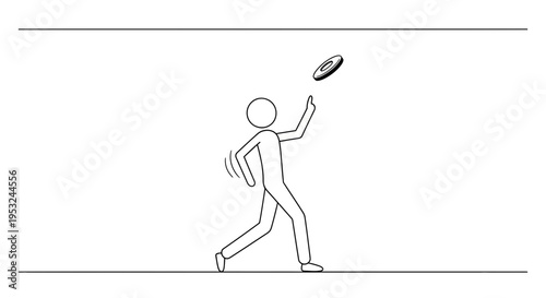 Stick Figure Man Playing Frisbee Outdoors