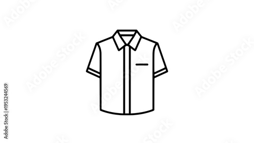 A simple line drawing of a short sleeved collared shirt