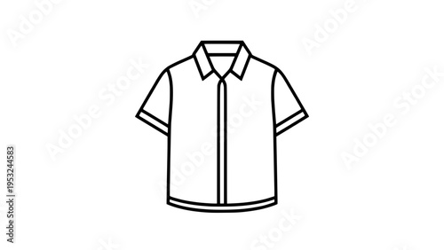 A simple line drawing of a short sleeved collared shirt