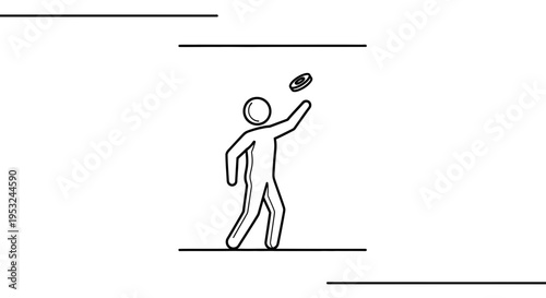 Stick Figure Person Throwing Frisbee Disc Outdoors