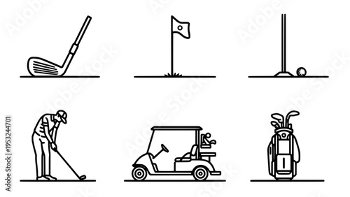 Golf icons and accessories