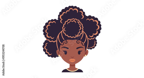 Black woman with afro hair, Vector Illustration, flat design, for beauty and fashion concepts