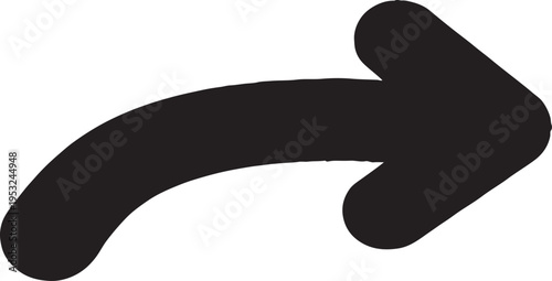 Black right arrow curve icon