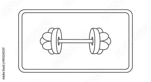Simple Dumbbell Icon on White Background, Fitness and Strength Training Symbol