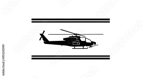 Silhouette of Attack Helicopter Cobra, Military Aircraft, Vector Graphic
