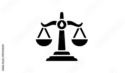 Justice scale glyph black icon balance law symbol minimal solid vector illustration