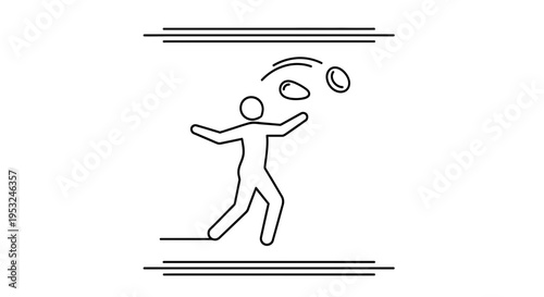 Person Juggling Stones, Outdoor Activity, Skillful Balance, Simple Line Art