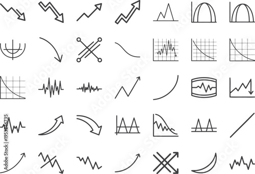 Business infographics and data storytelling outline icons