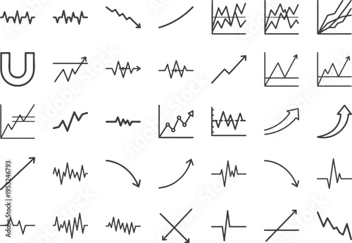 Clean infographic symbols for corporate data analysis and financial tracking applications