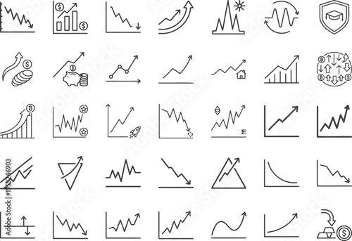 Cryptocurrency and real estate market growth icons with savings and rocket symbols