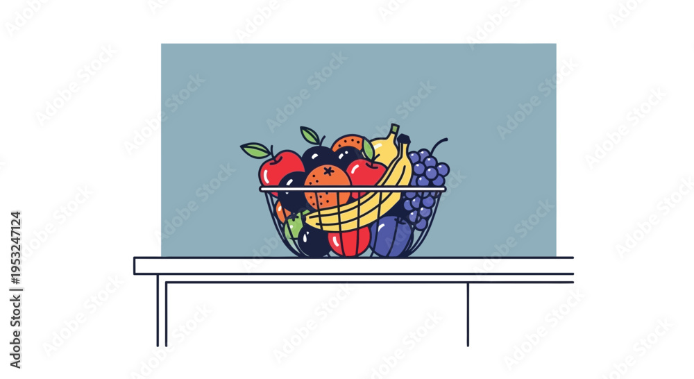 Obraz premium Colorful fruit bowl on table indoors.