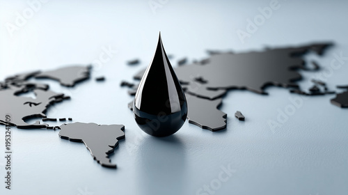 Oil Drop on World Map: A gl...