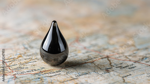Drop of Oil on Map: A sleek...