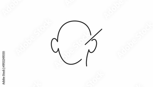 Minimalist Line Art: Head with Ear and Needle Icon, Healthcare Concept