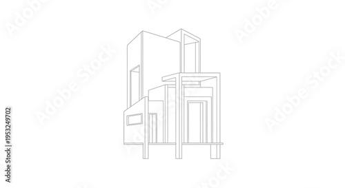 modern architectural structure featuring abstract geometric shapes and a multi-level design a conceptual illustration of a contemporary building