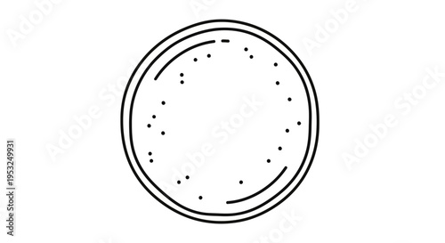 Hand-drawn petri dish with dots, scientific research, microbiology, laboratory equipment icon
