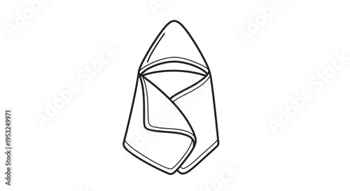 Hooded Baby Towel Icon Outline, Simple Line Art Illustration