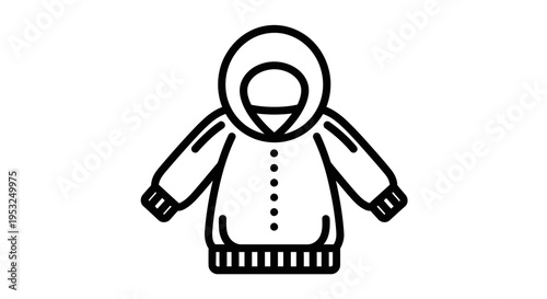 Hooded Sweatshirt Icon, Simple Outline Drawing of a Hoodie, Vector Graphic