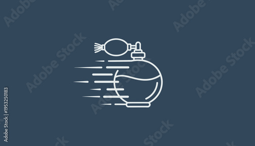 Fast perfume delivery icon, speed and fragrance concept, motion blur effect