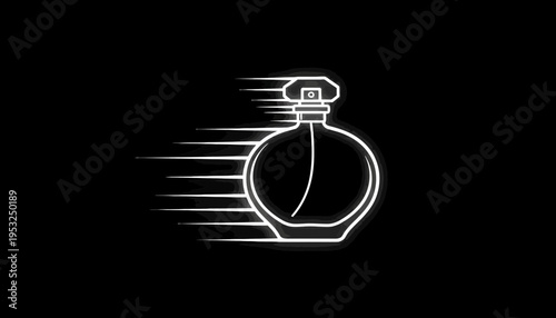 Fast Perfume Bottle Icon with Motion Blur Effect on Black Background