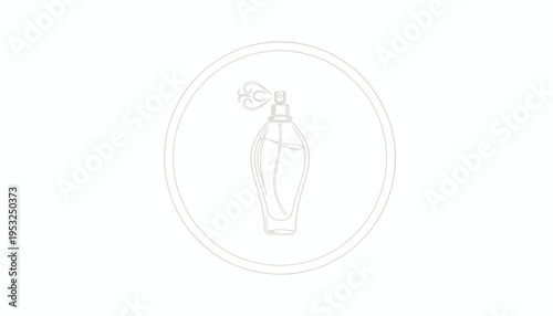Elegant Perfume Bottle Icon with Spray Mist, Minimalist Line Art