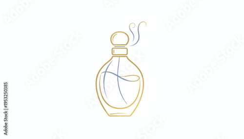 Elegant Perfume Bottle Logo with Swirling Scent and Abstract 'A' - Luxury Fragrance Icon
