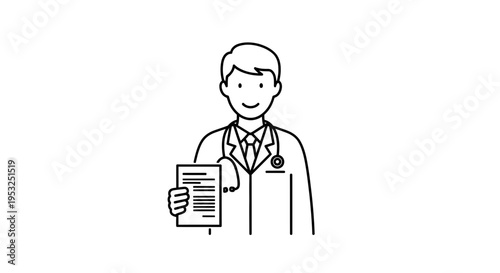 Doctor Holding Medical Document, Stethoscope, Professional Healthcare, Clinic, Medical Care